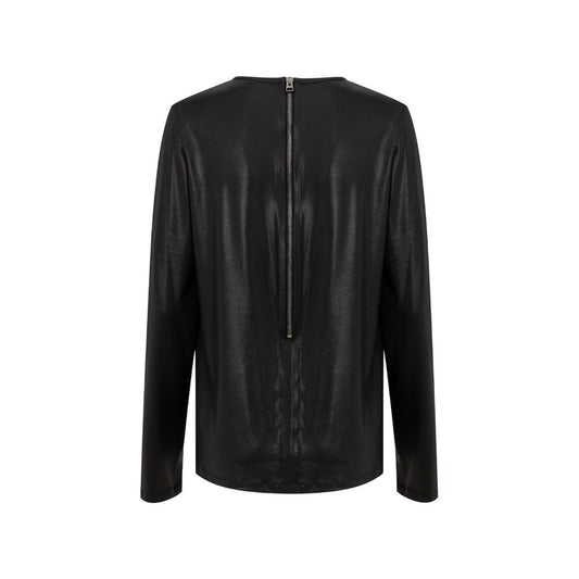 Black Viscose Long Sleeve T-Shirt