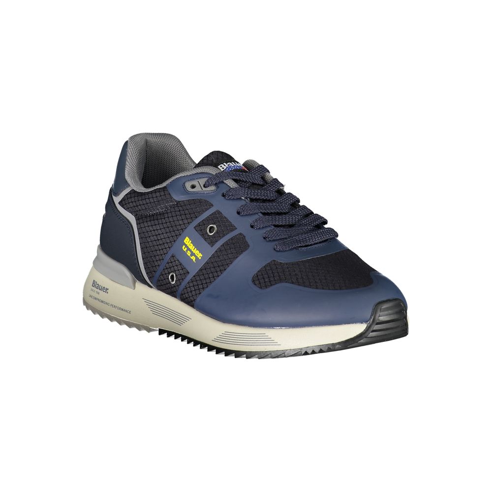 Blue Polyester Athletic Sneakers