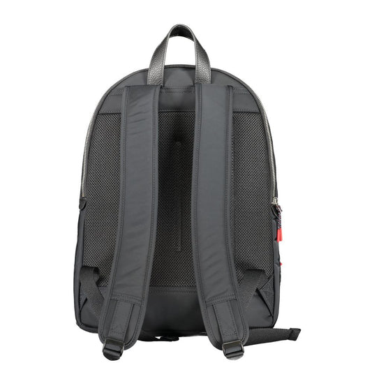 Black Polyester Men Backpack