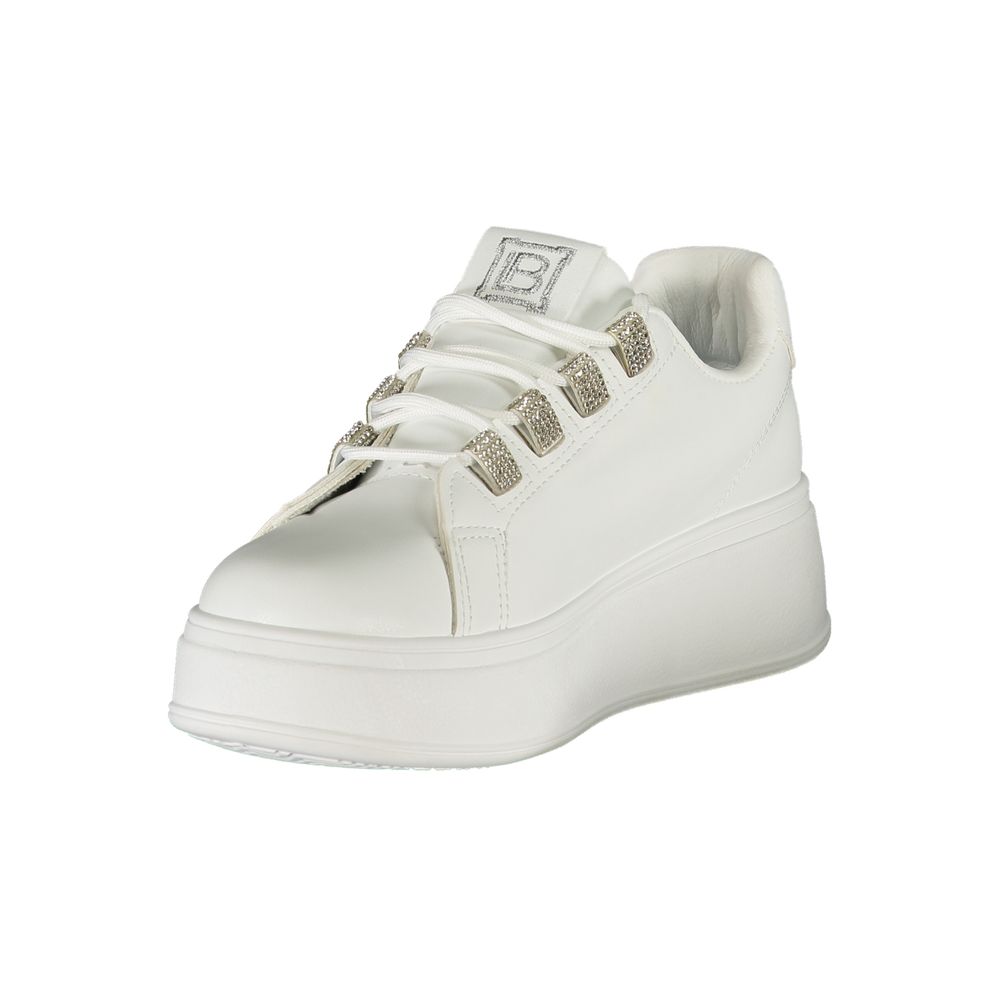 White Polyester Women Sneaker