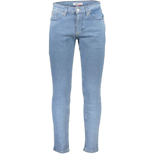 Light Blue Cotton Men Slim Tapered Jean