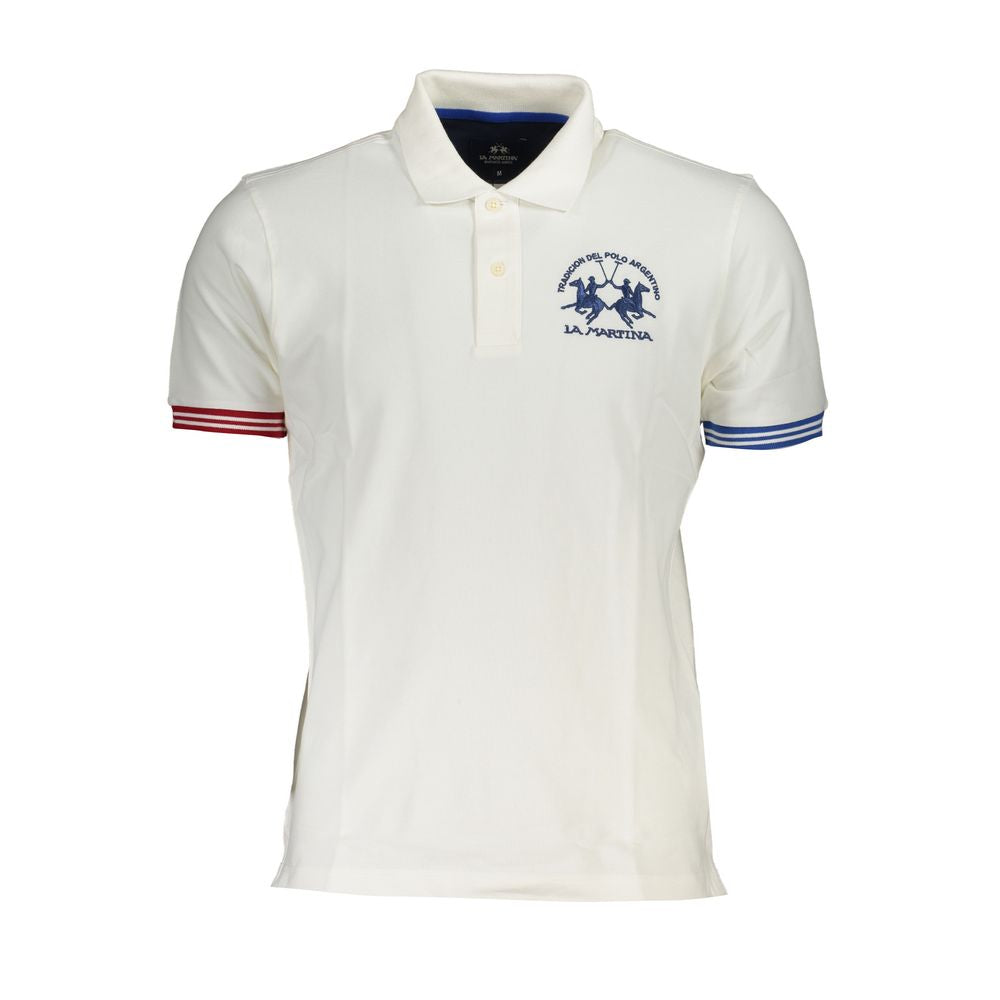 Elegant White Polo with Contrast Details
