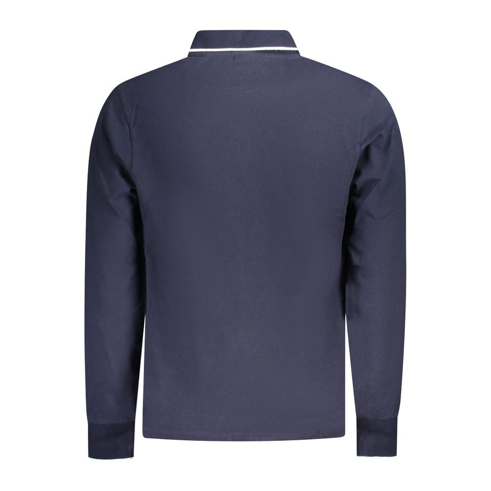 Blue Cotton Men Polo Shirt