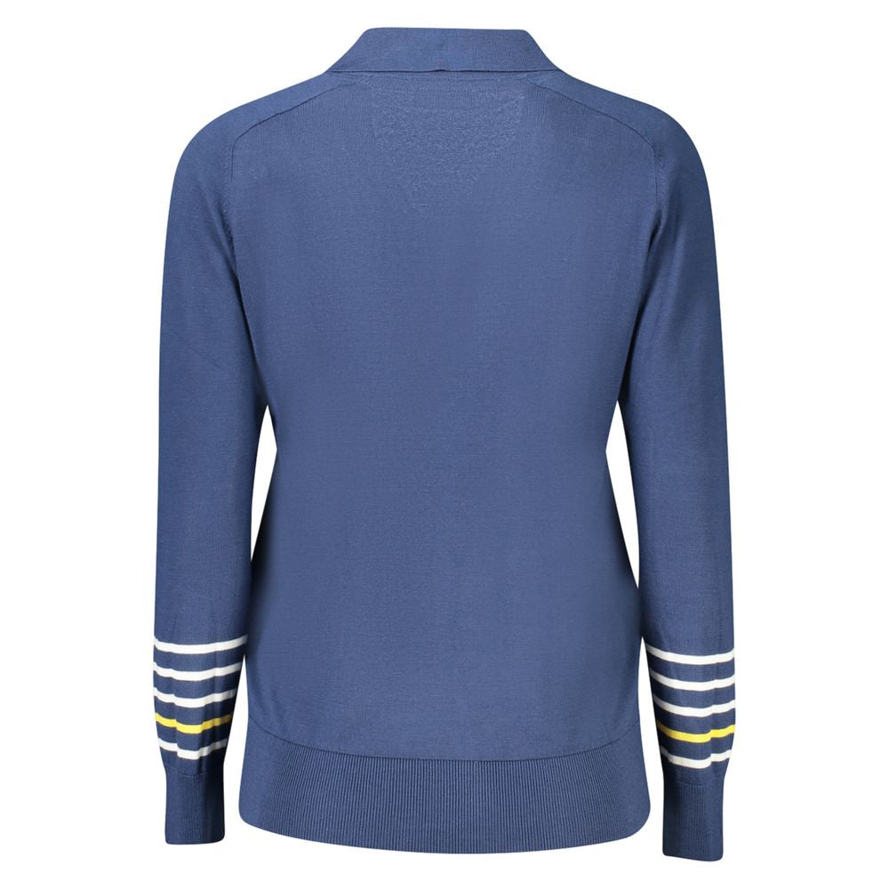 Blue Cotton Women Sweater