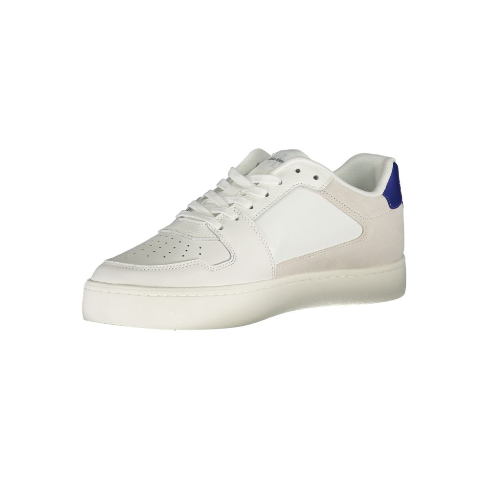 White Polyester Athletic Sneakers