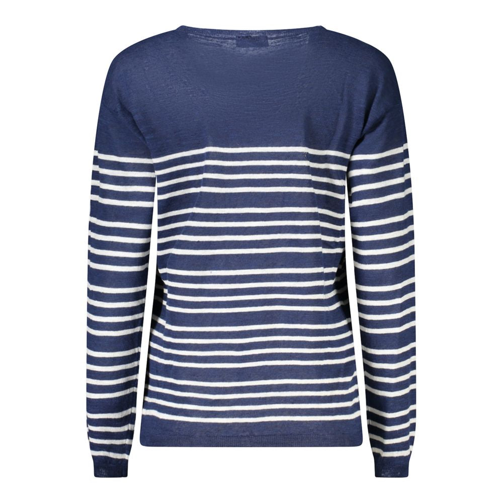 Blue Cotton Women Sweater