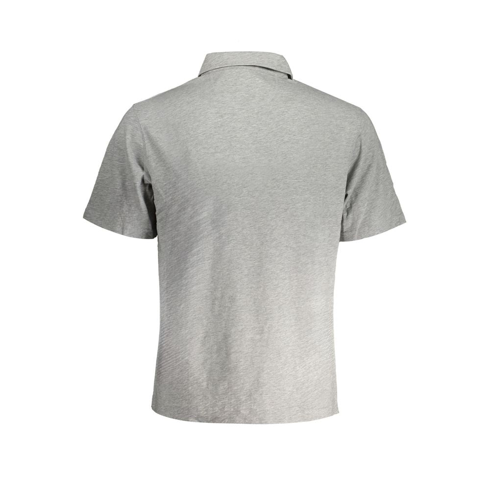 Gray Cotton Men Polo Shirt