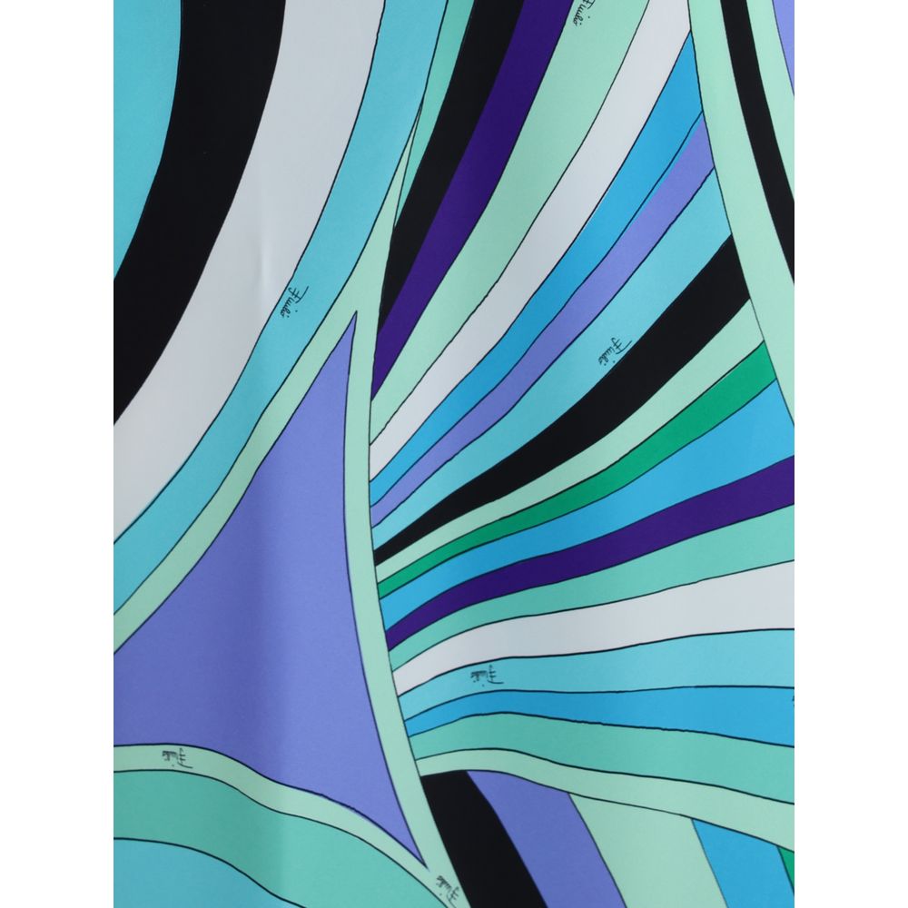 Iride print long Dress with cape