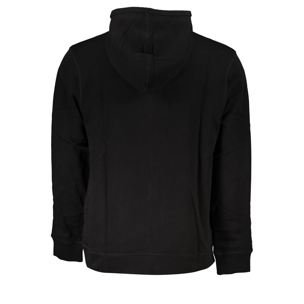 Black Cotton Men Hooded Sweater