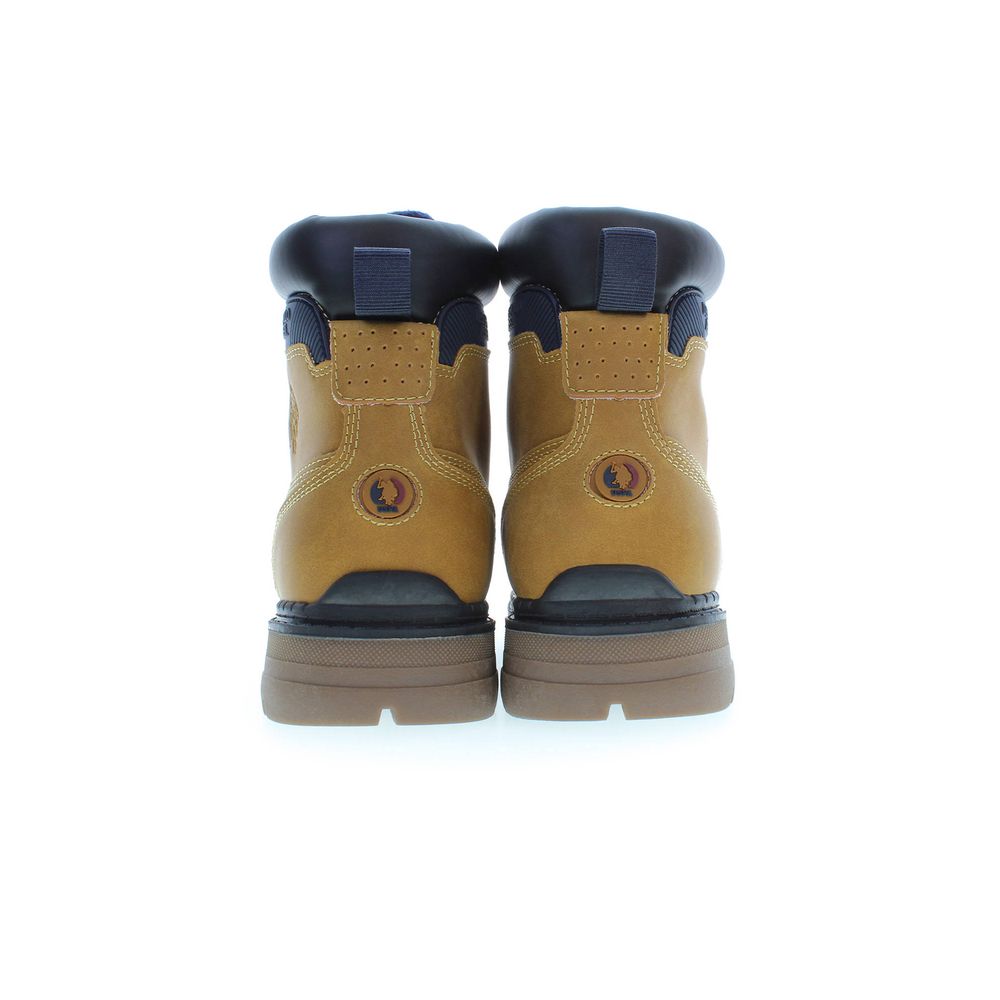 Beige Polyester Men Boot