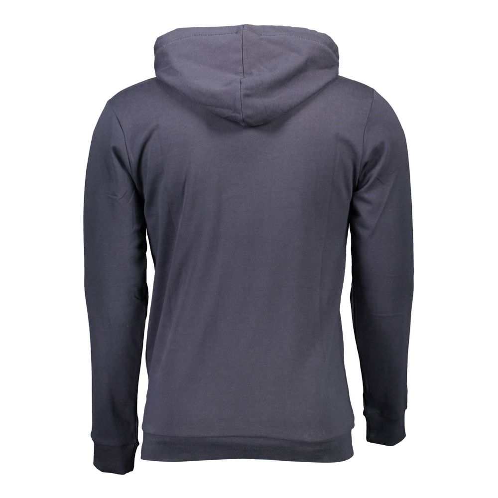 Blue Cotton Men Sweater with Hood
