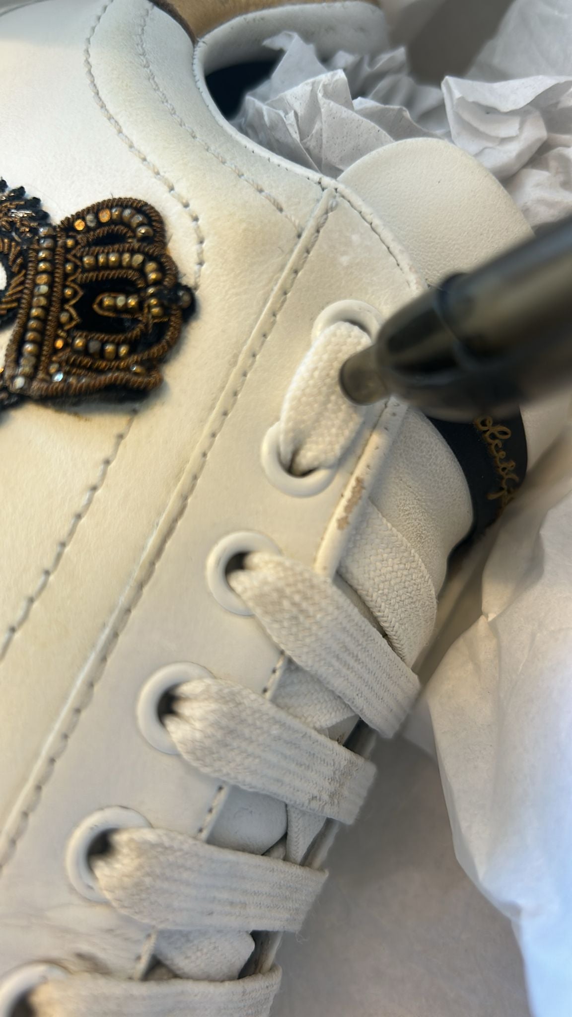 White Crown Patch Portofino Sneakers Shoes