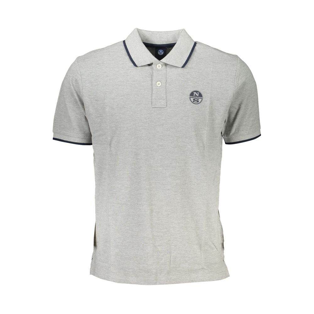 Gray Cotton Men Polo Shirt