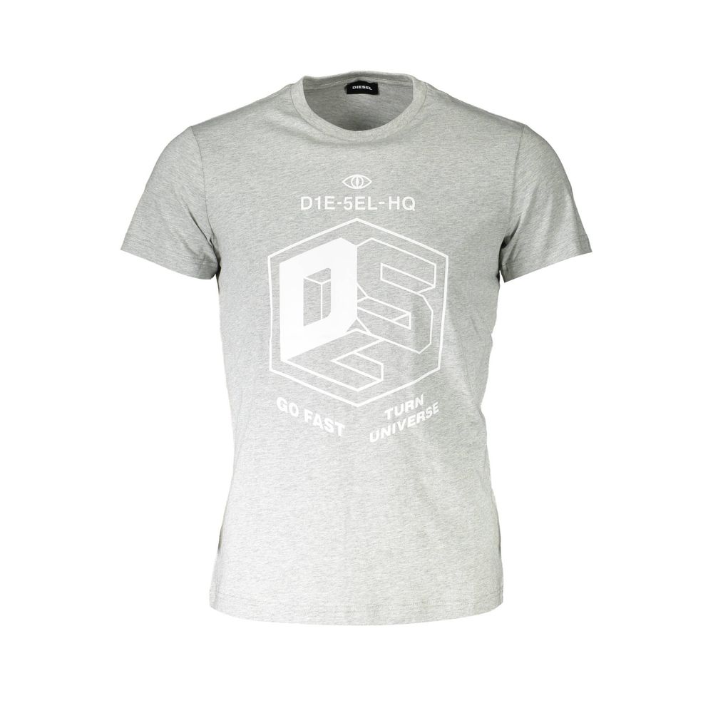 Gray Cotton Men Short-Sleeve T-Shirt
