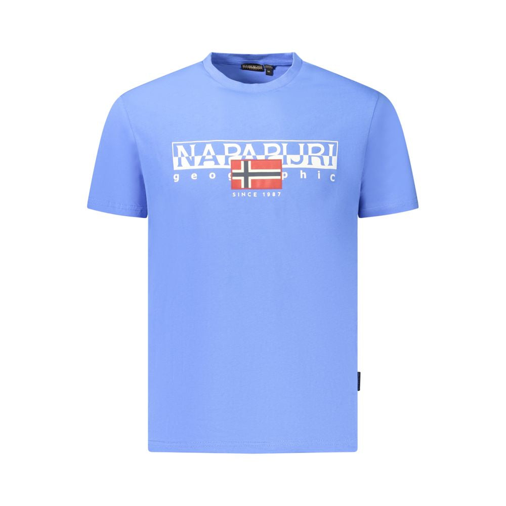 Blue Cotton Men T-Shirt