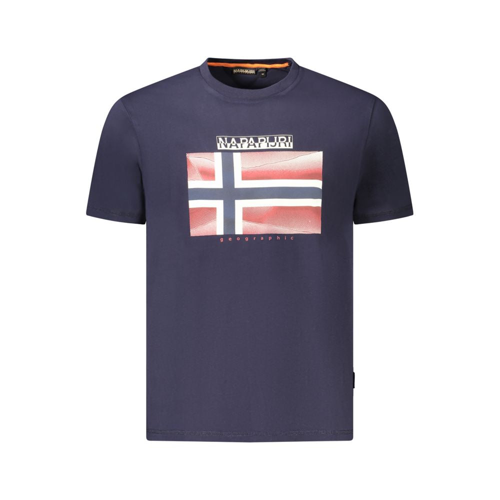 Blue Cotton Men T-Shirt