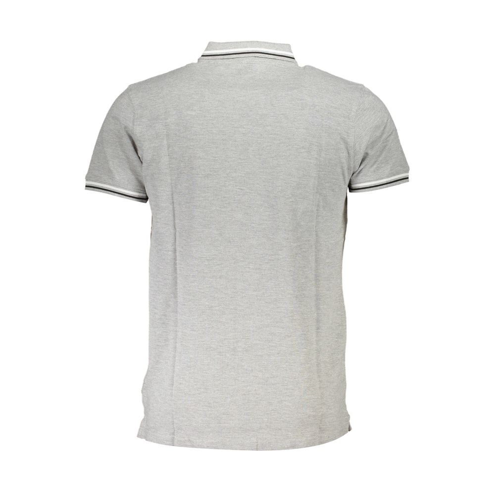 Gray Cotton Men Polo Shirt