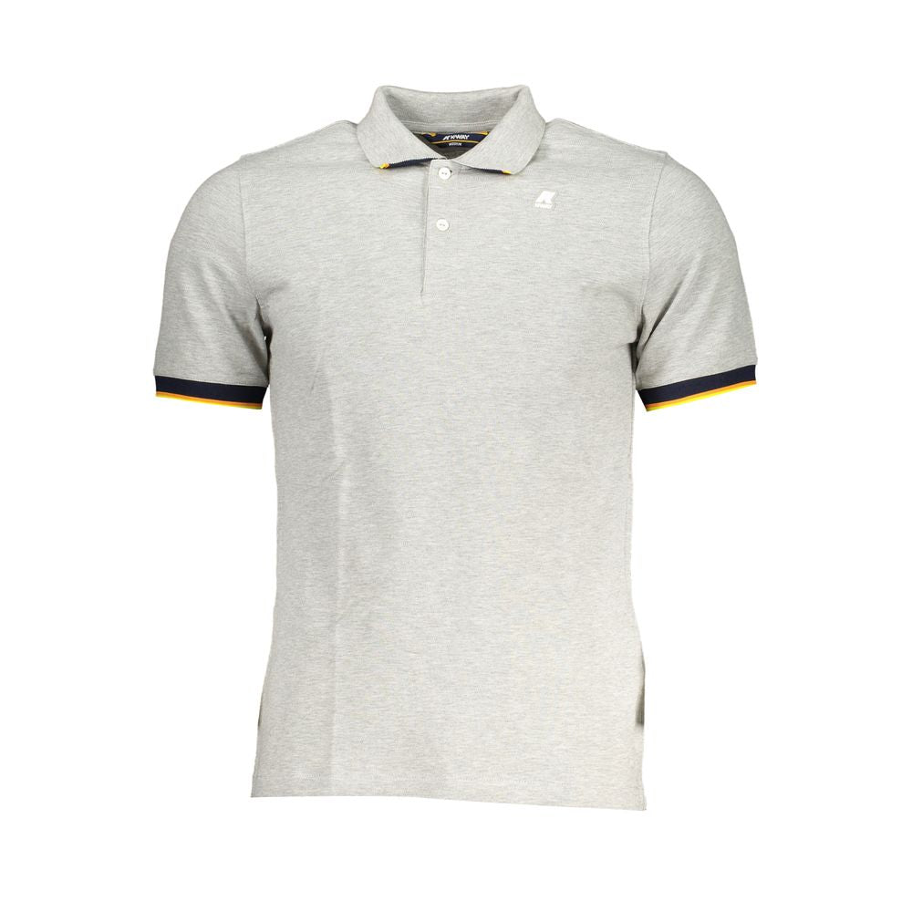 Gray Cotton Men Polo Shirt