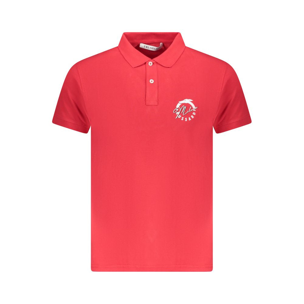 Red Cotton Men Polo Shirt