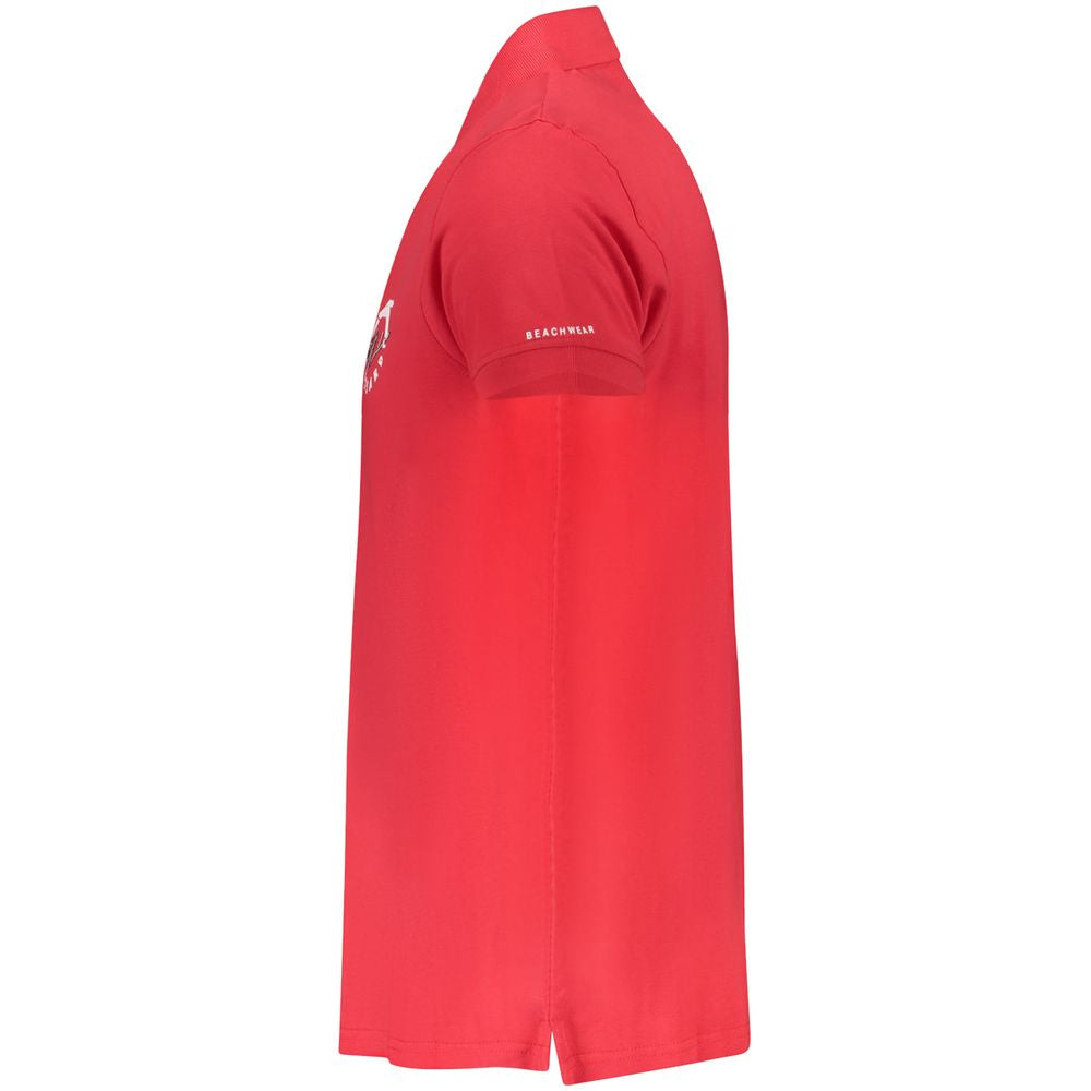 Red Cotton Men Polo Shirt