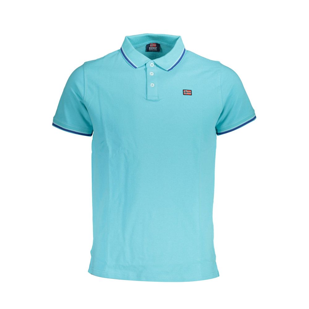 Blue Cotton Men Polo Shirt