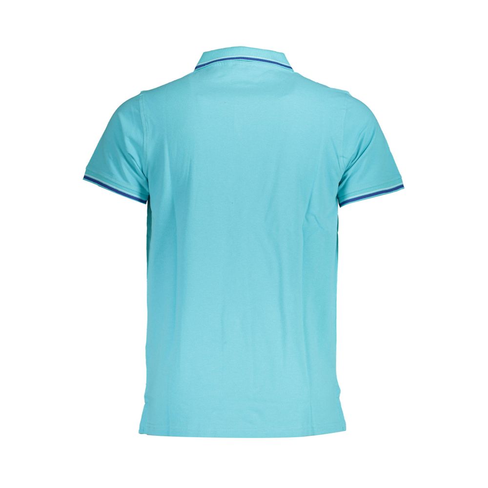 Blue Cotton Men Polo Shirt