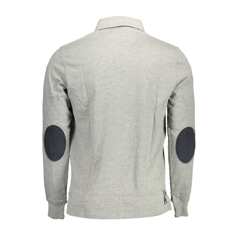 Gray Cotton Men Polo Shirt
