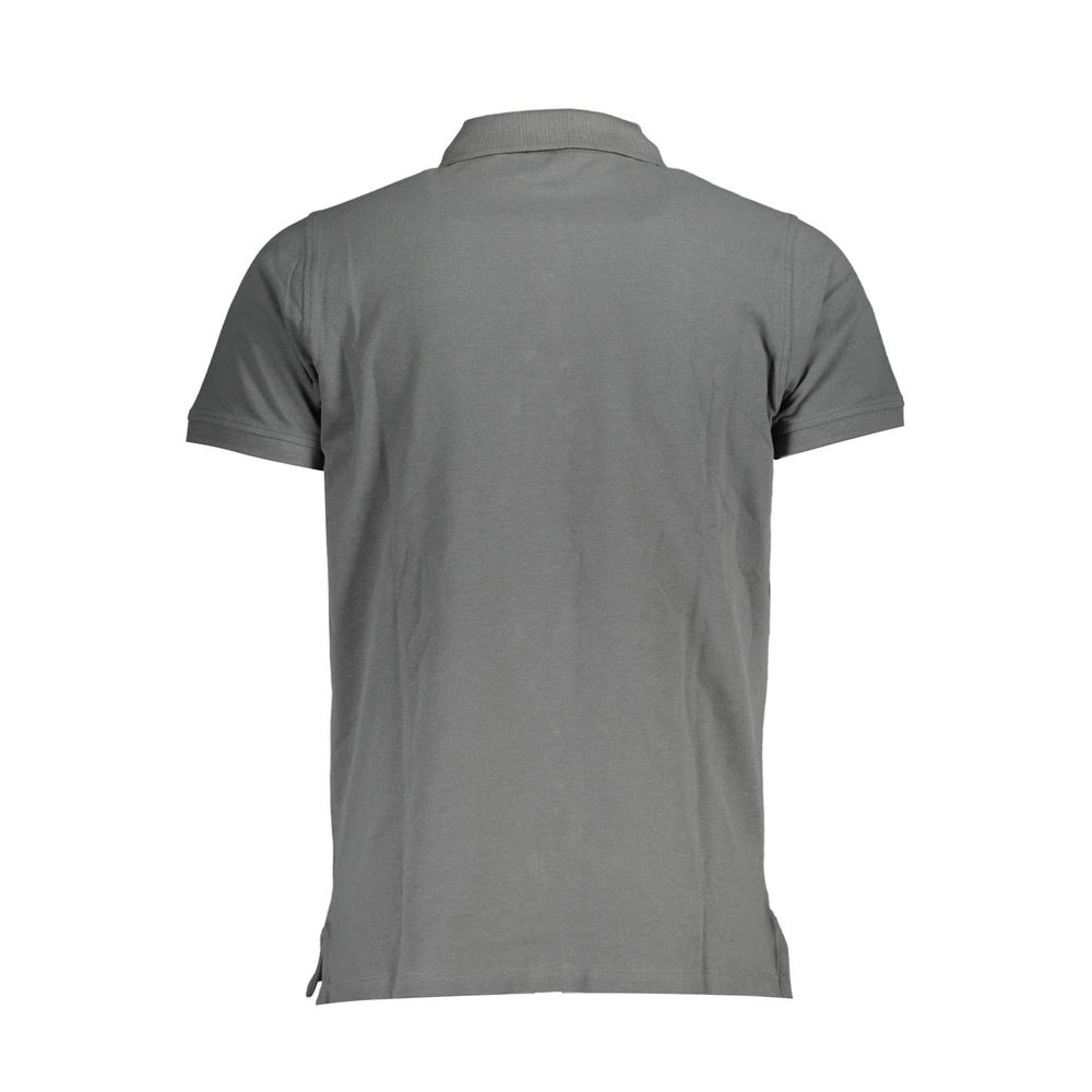 Gray Cotton Men Polo Shirt
