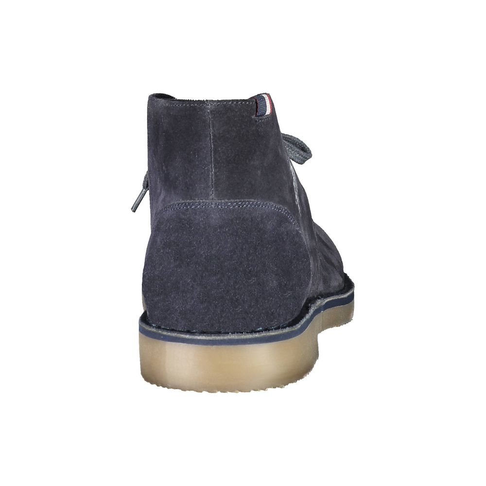 Blue Leather Mens Ankle Boot