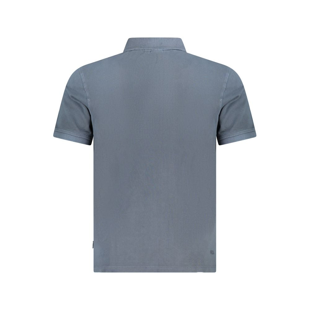 Blue Cotton Men Polo Shirt
