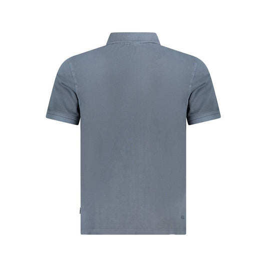 Blue Cotton Men Polo Shirt