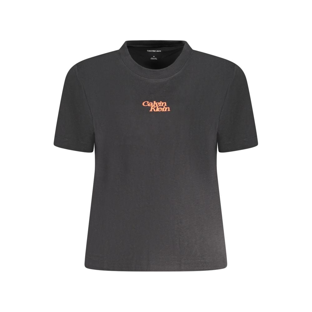 Black Cotton Women T-Shirt