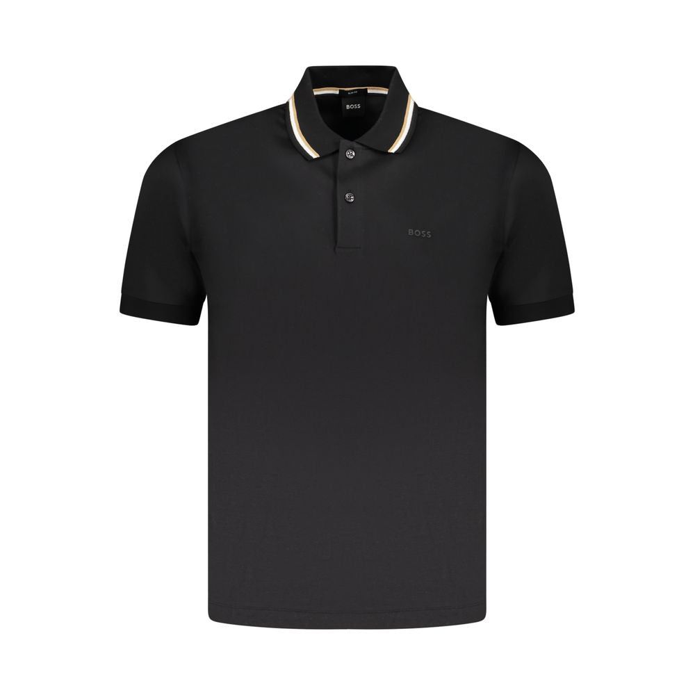 Black Cotton Men Polo Shirt