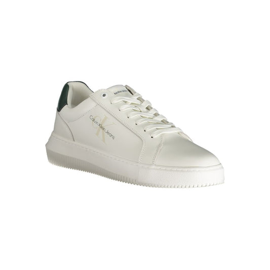 White Polyester Athletic Sneakers