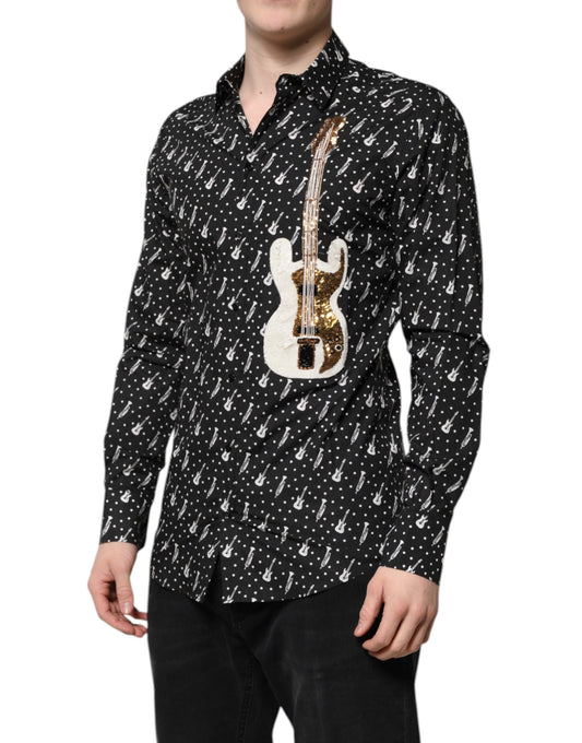 Black GOLD Instrument Embellished Shirt