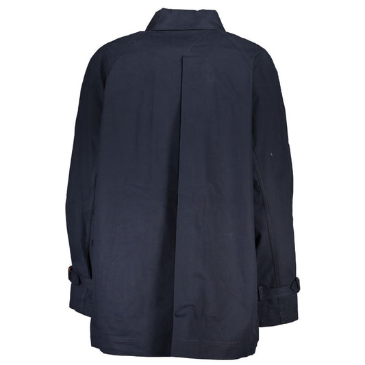 Blue Cotton Women's Trench Coat