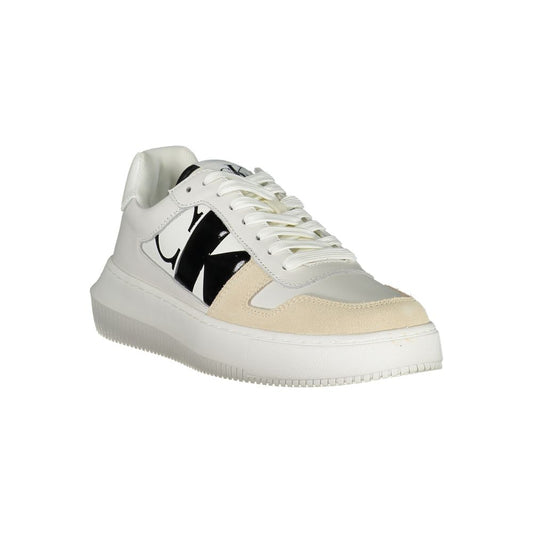 White Polyester Athletic Sneakers