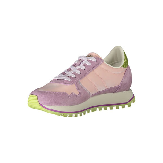 Pink Polyester Athletic Sneakers