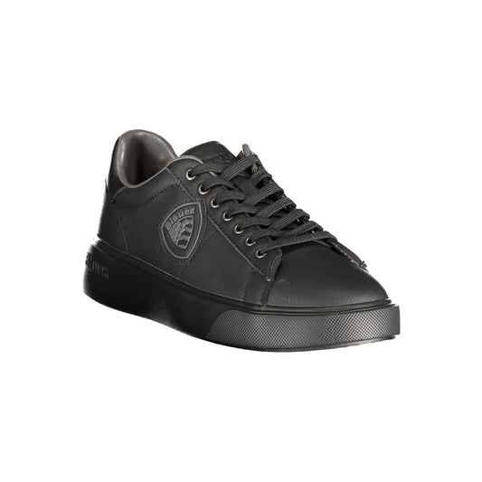 Black Polyester Low Top Sneakers