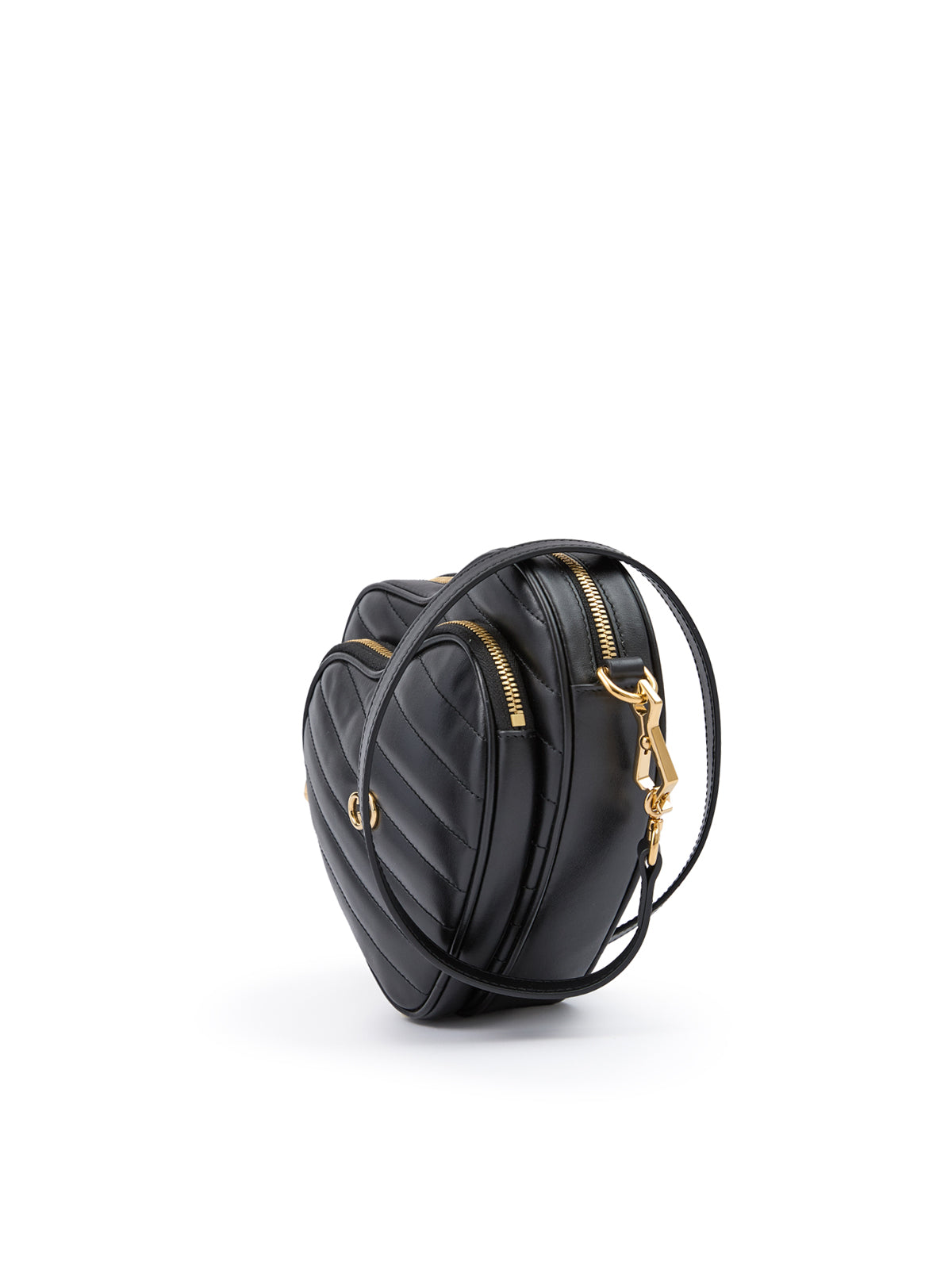 Black Leather Mini Heart Crossbody Bag