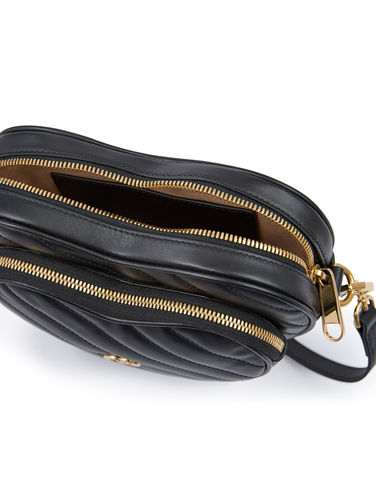 Black Leather Mini Heart Crossbody Bag
