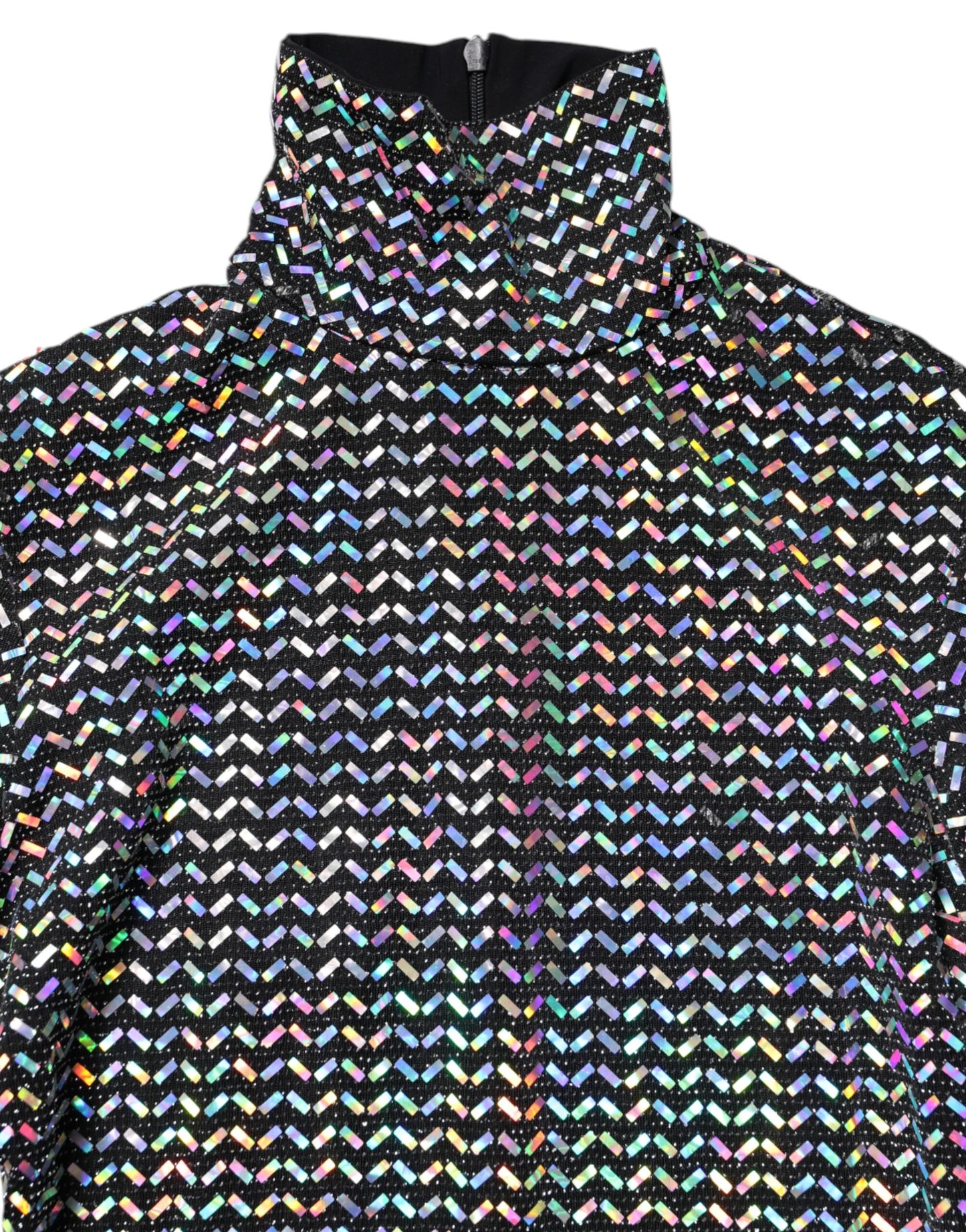 Black Embellished Nylon Bodycon Mini Dress