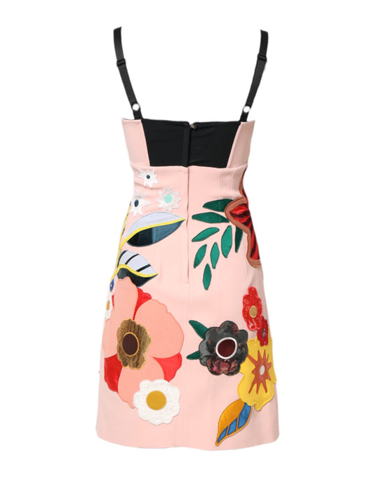 Pink Floral Print Spaghetti Strap Mini Dress
