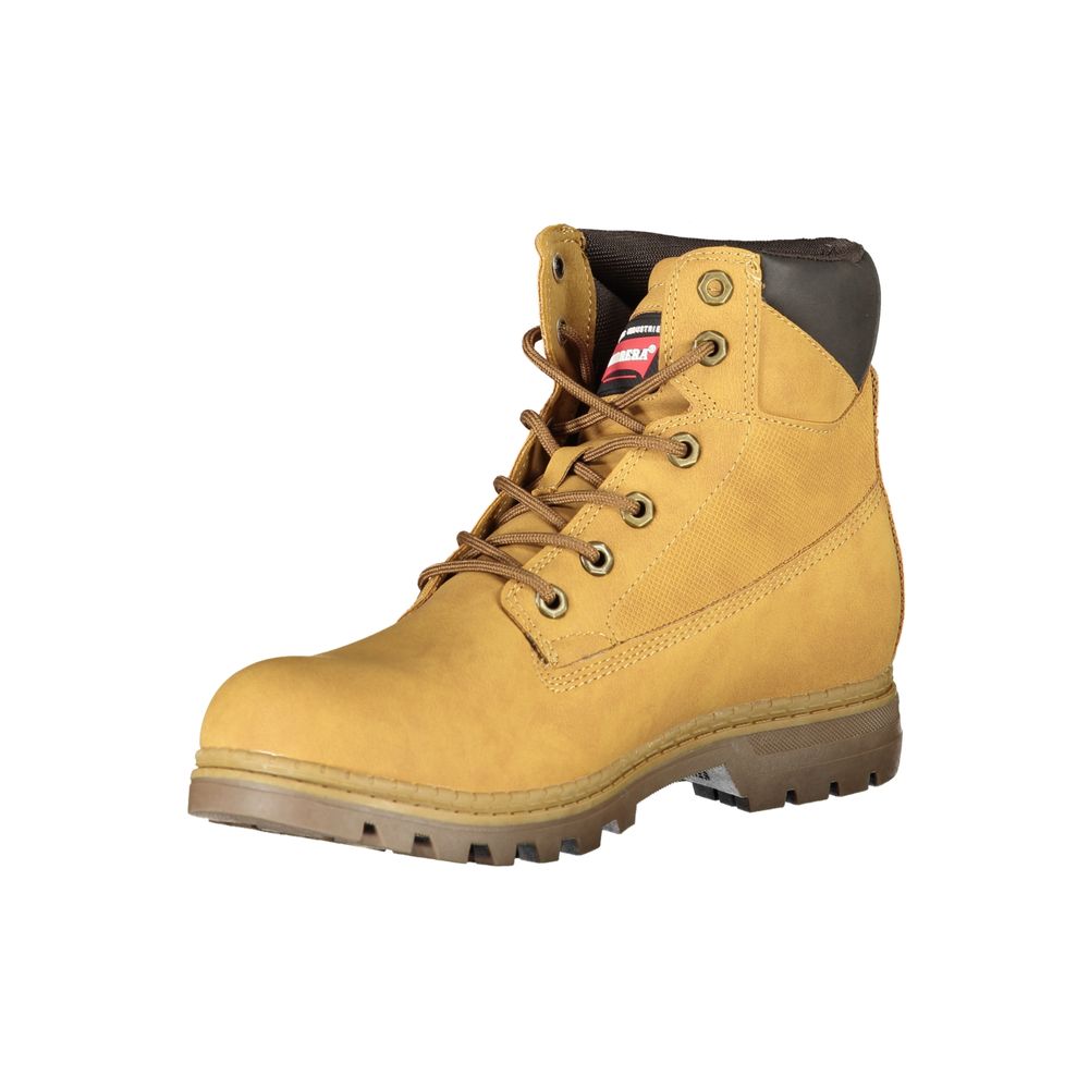 Yellow Polyester Ankle Boots