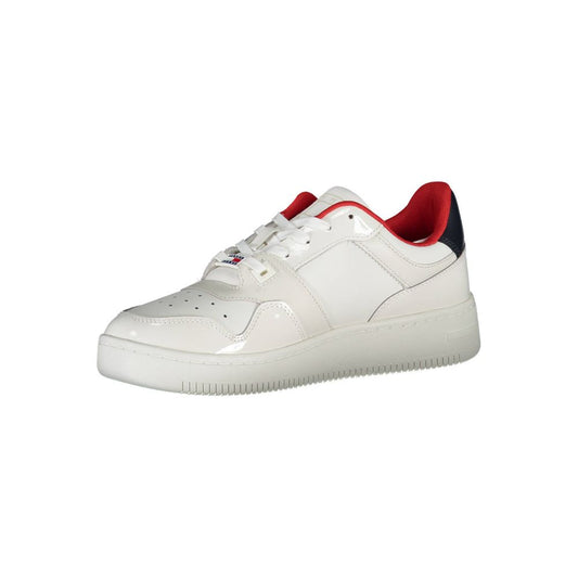White Polyester Athletic Sneakers