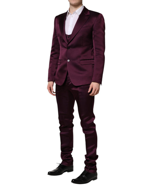 Dark Purple Silk 3Piece Single Breasted Suit