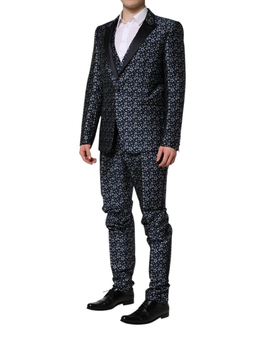 Blue MARTINI Star Jacquard 3 Piece Suit