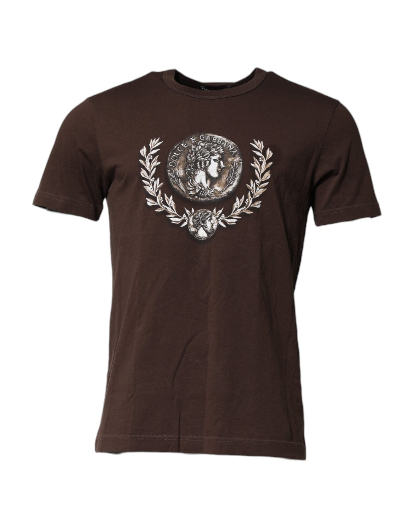 Brown Cotton Graphic Print Crew Neck T-shirt