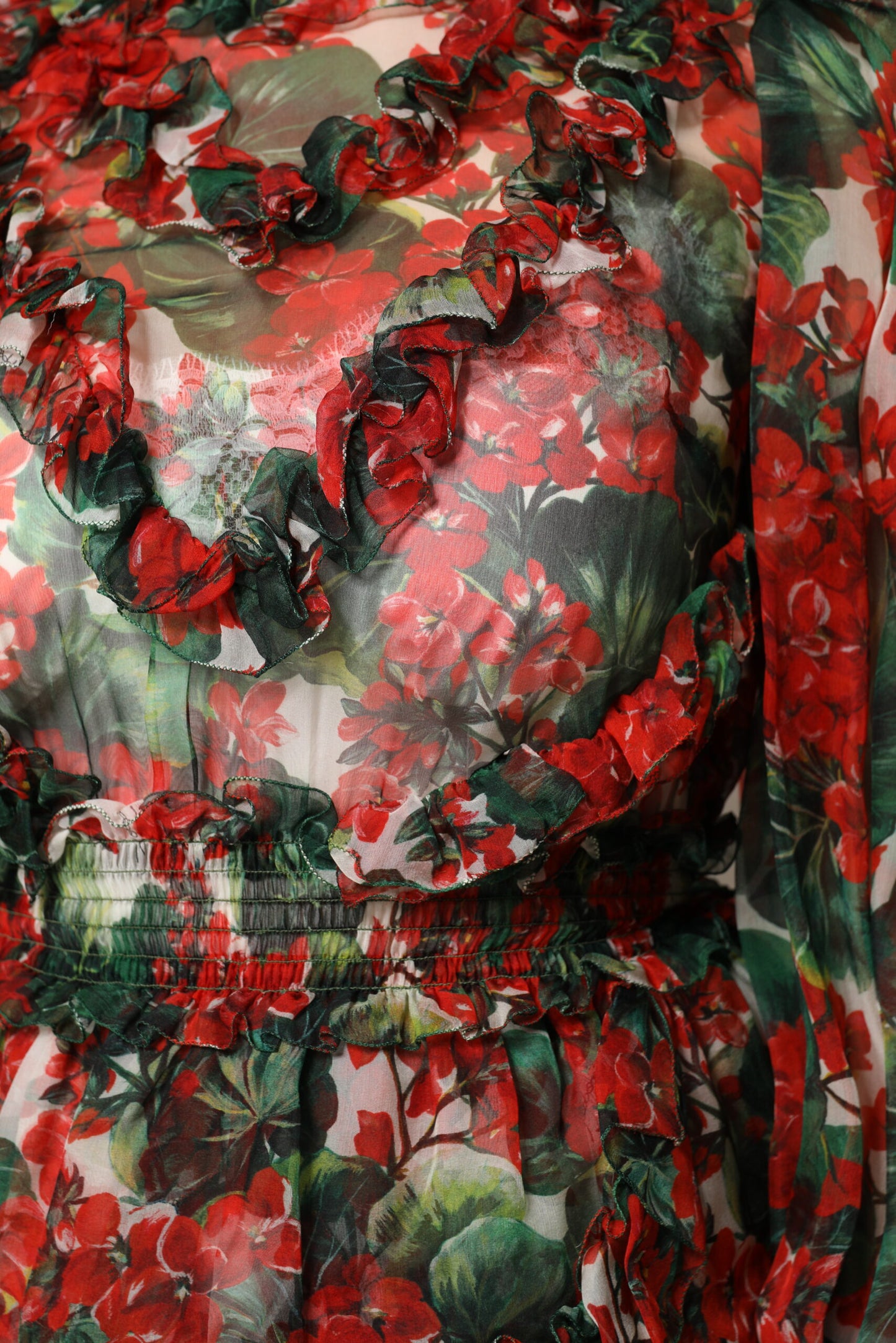 Multicolor Ruffle Floral Long Sleeves Dress