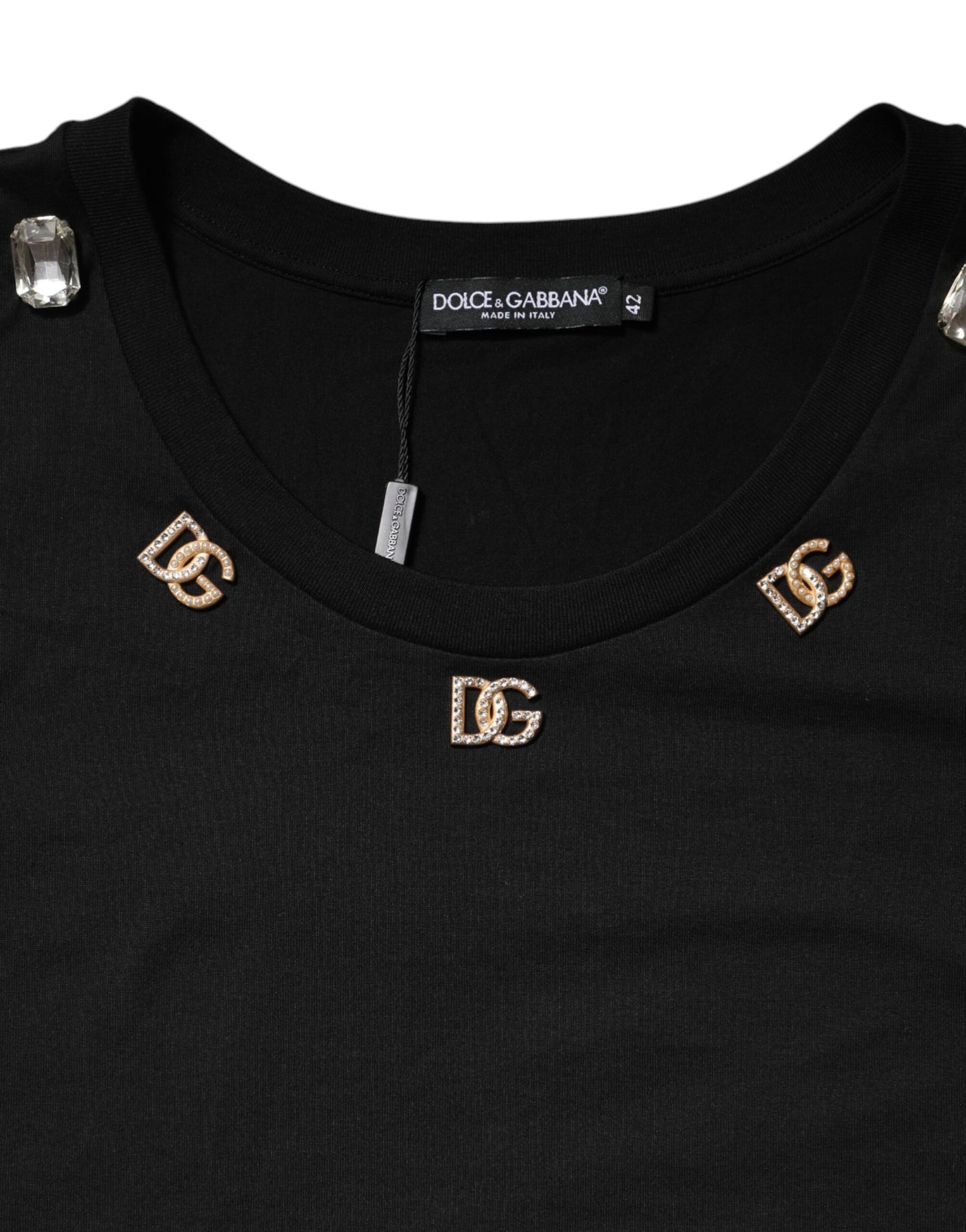 Black DG Embellished Sleeveless Tank Top